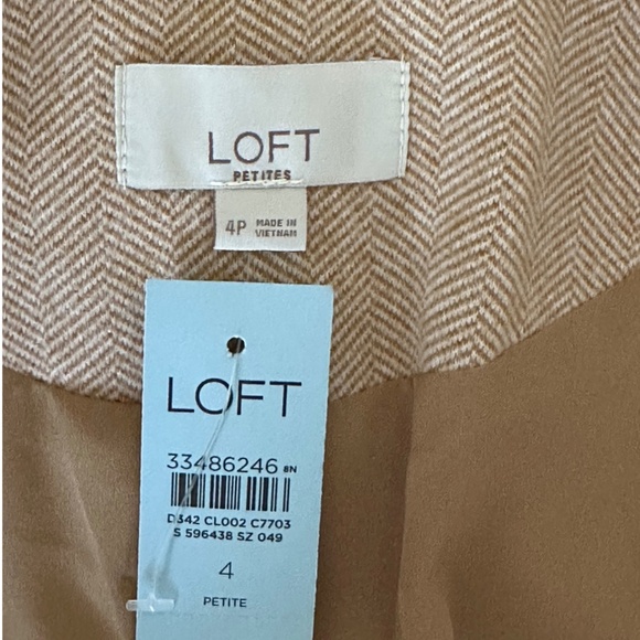 Fall Classic Jacket LOFT Camel Herringbone Blazer with Elbow Patches Sz 4P - Picture 11 of 12